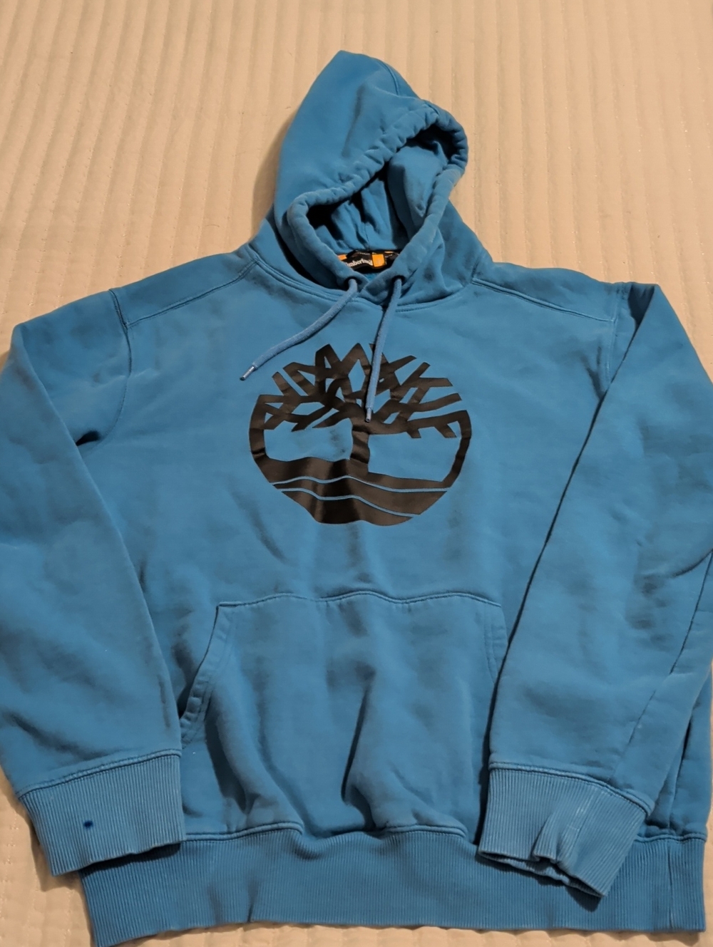 Timberland Blue Hooded Sweatshirt with Black Tree Emblem